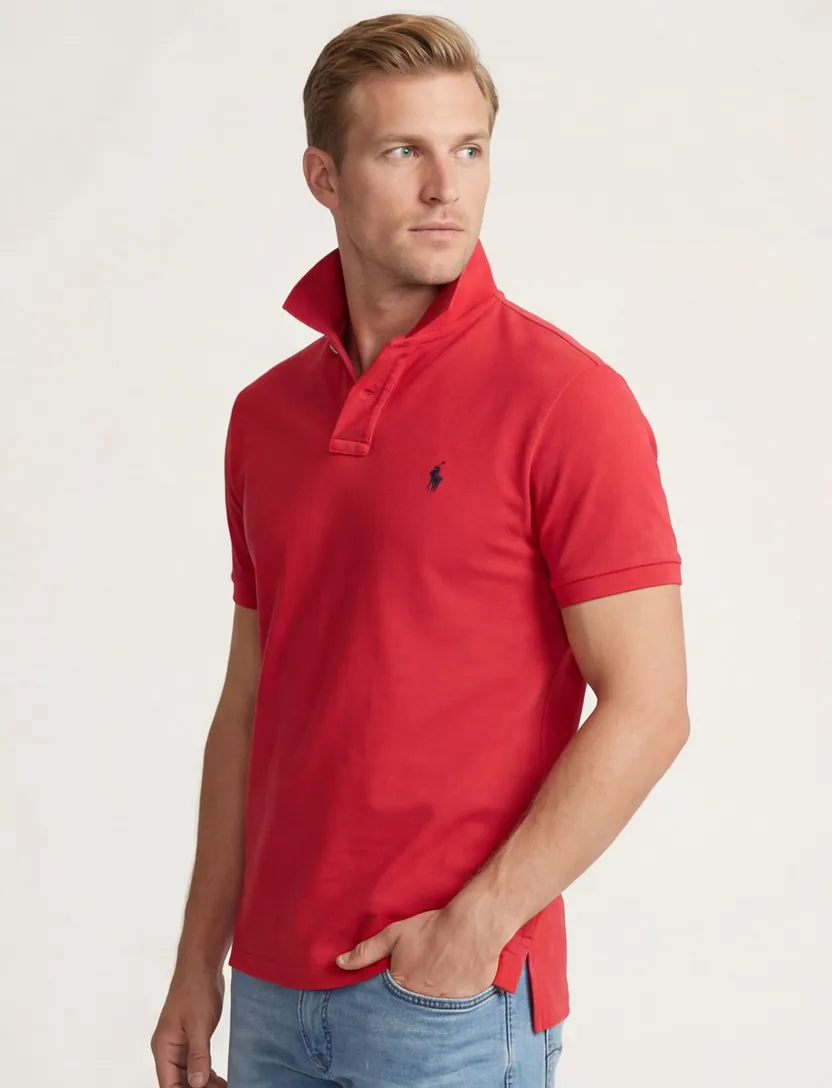 Poloshirt Ralph Lauren rood Custom Sim Fit