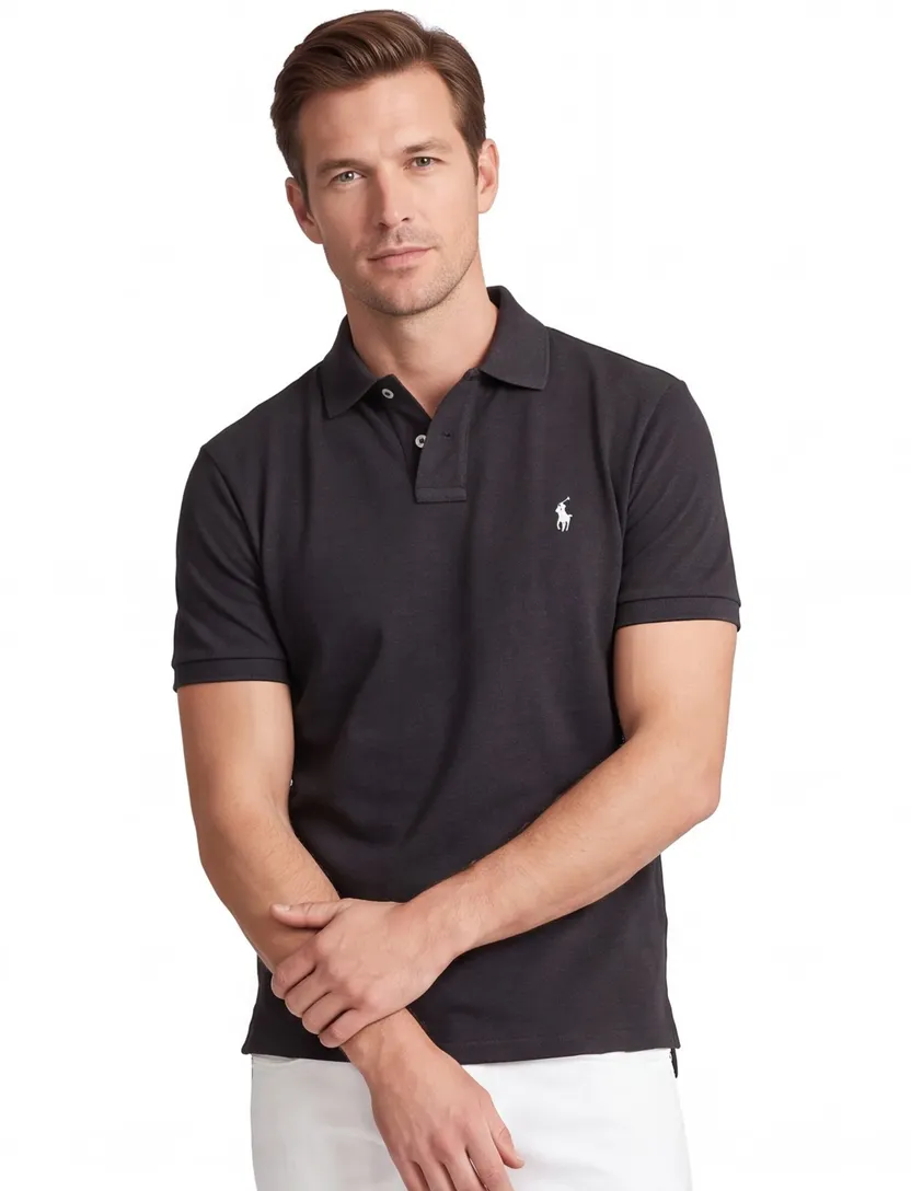 Ralph Lauren polo Custom Slim Fit zwart