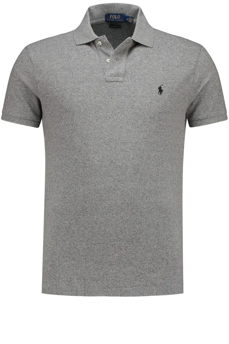 Polo Ralph Lauren polo Custom Slim Fit normale fit grijs effen katoen
