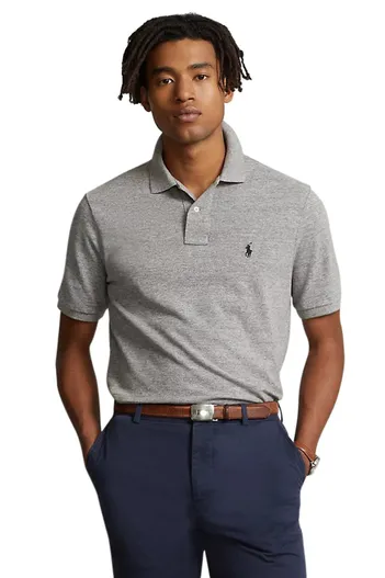 Polo Ralph Lauren polo Polo Ralph Lauren Custom Slim Fit grijs effen katoen normale fit