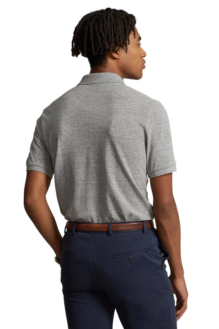 polo Polo Ralph Lauren Custom Slim Fit grijs effen katoen normale fit
