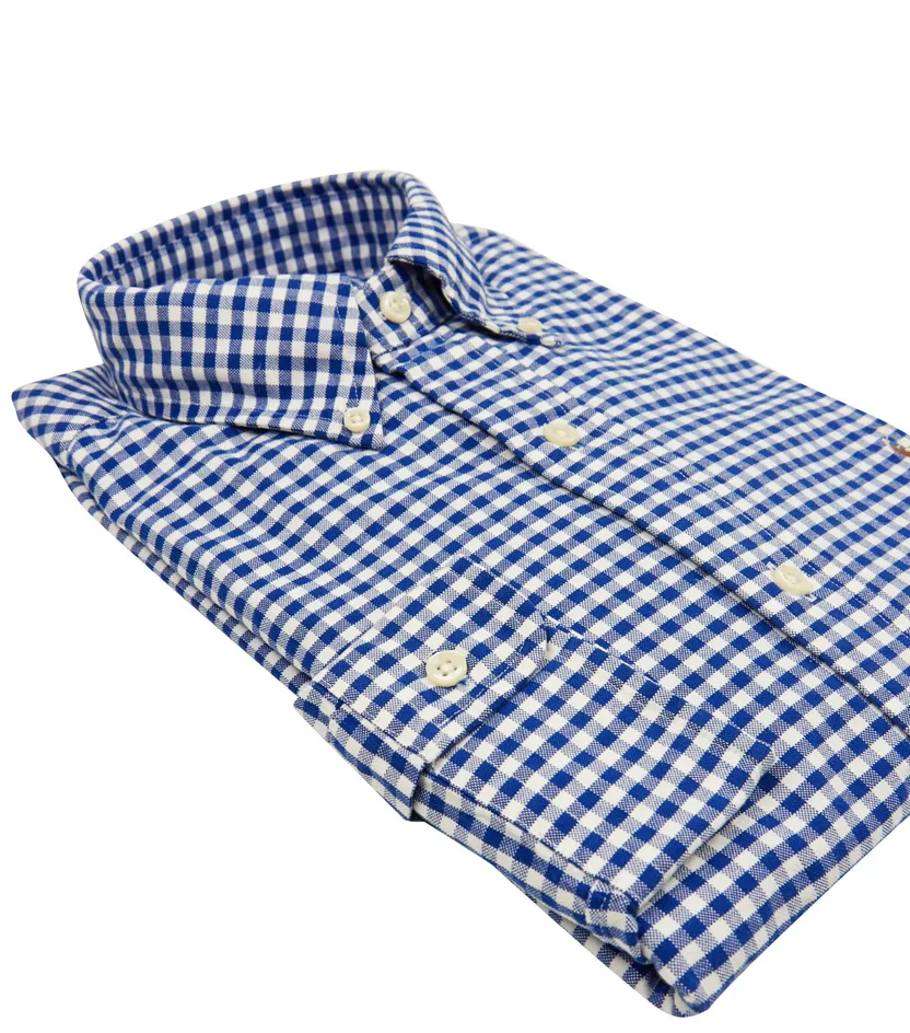 Ralph Lauren slim fit overhemd blauw ruit oxford
