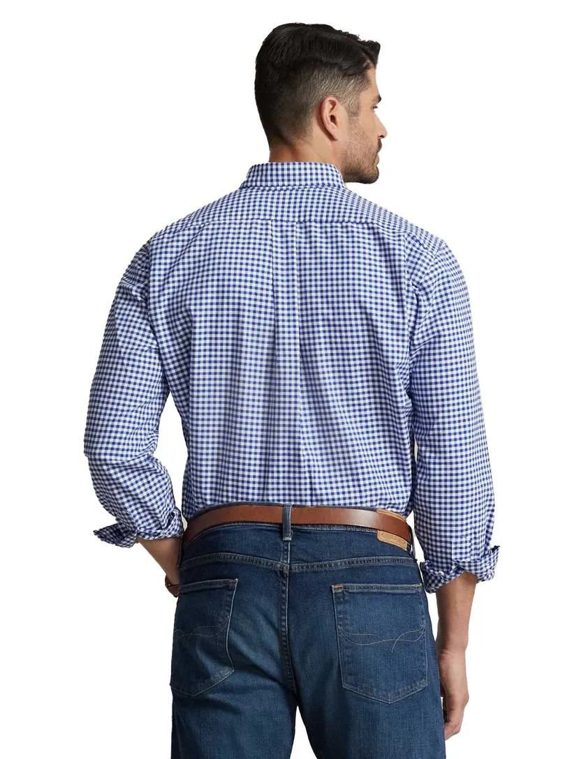 Ralph Lauren slim fit overhemd blauw ruit oxford