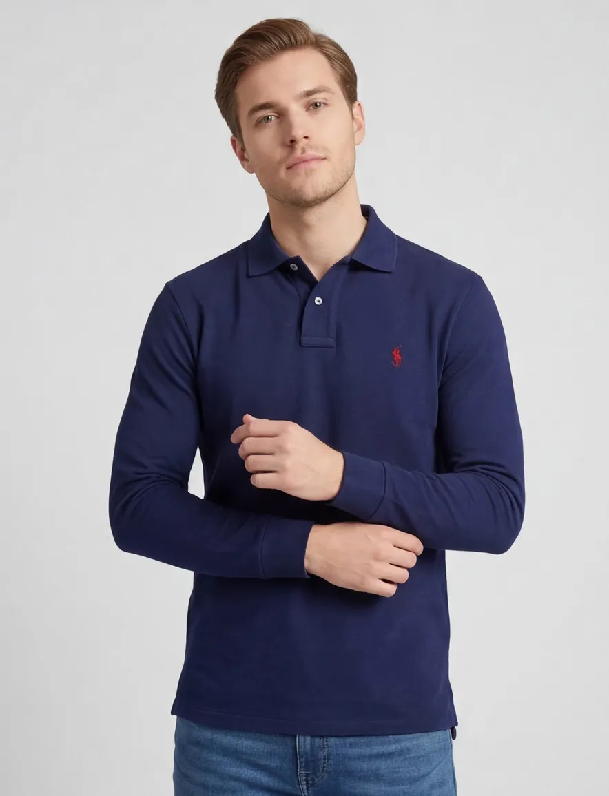 polo Polo Ralph Lauren donkerblauw effen katoen normale fit