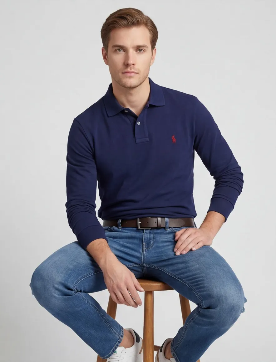 polo Polo Ralph Lauren donkerblauw effen katoen normale fit