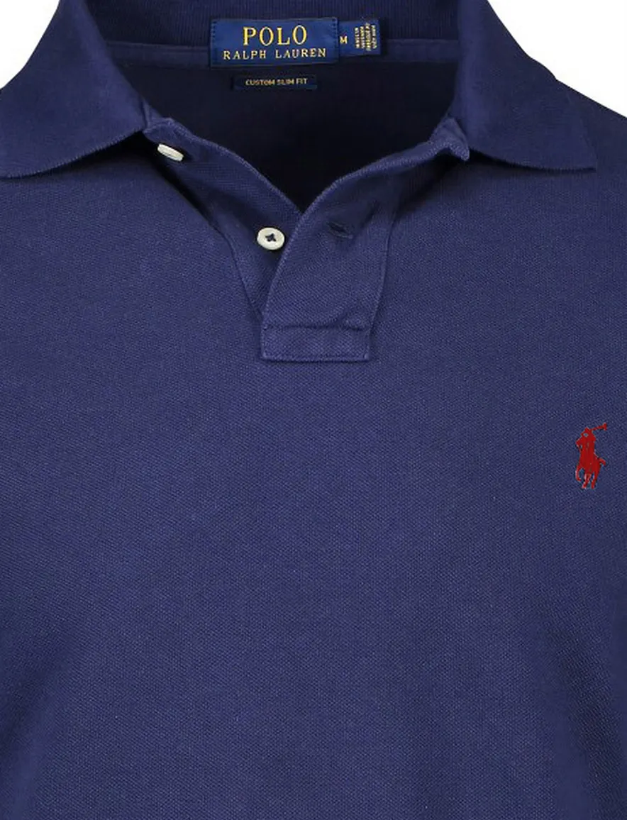 polo Polo Ralph Lauren donkerblauw effen katoen normale fit