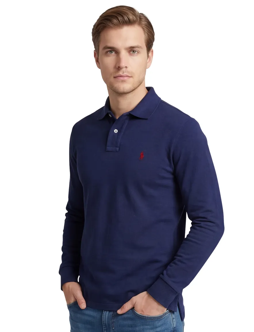 polo Polo Ralph Lauren donkerblauw effen katoen normale fit