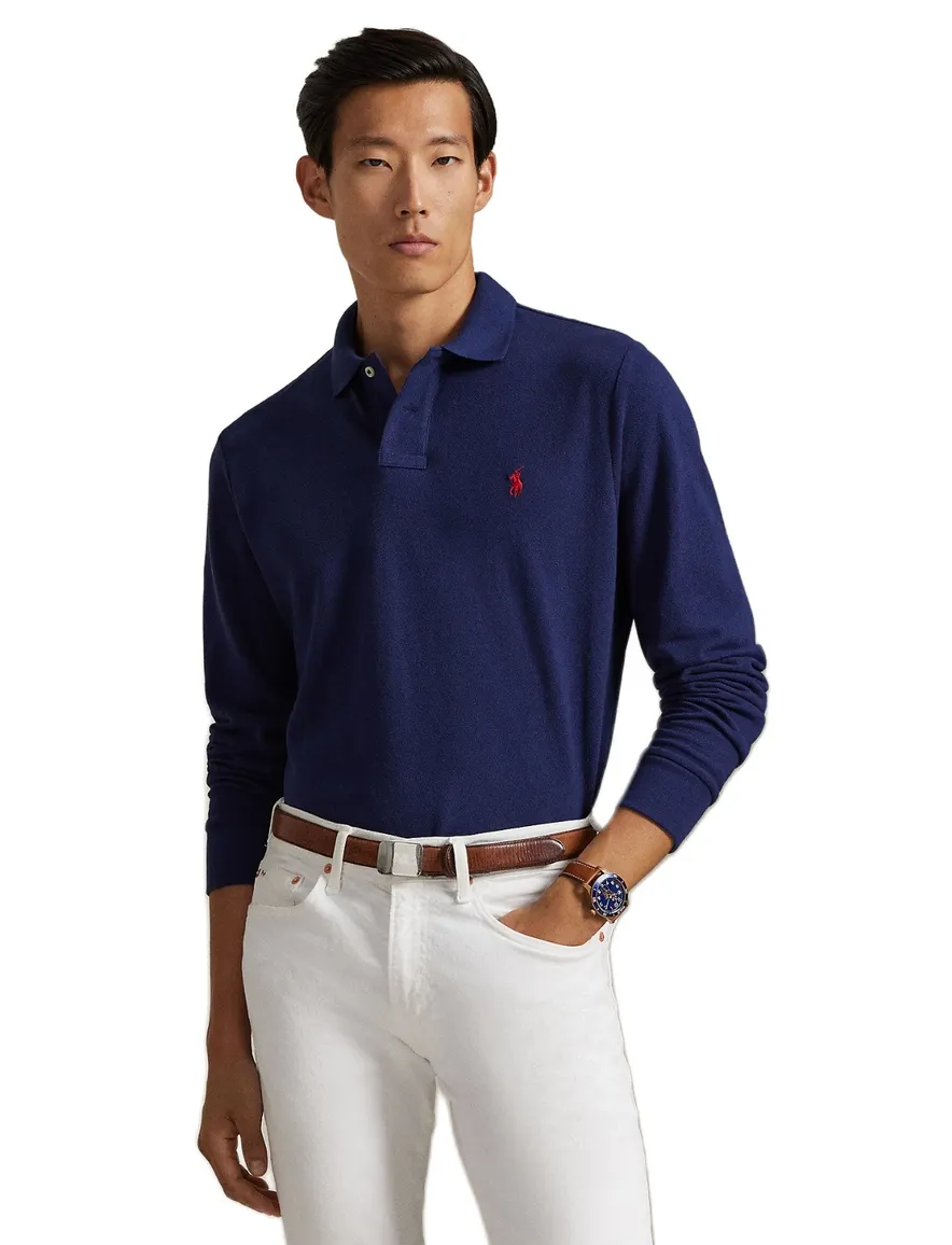 polo Polo Ralph Lauren donkerblauw effen katoen normale fit