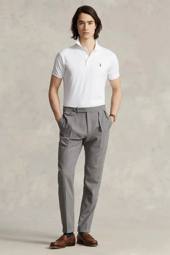 Polo Ralph Lauren poloshirt wit 3 knoops Slim Fit