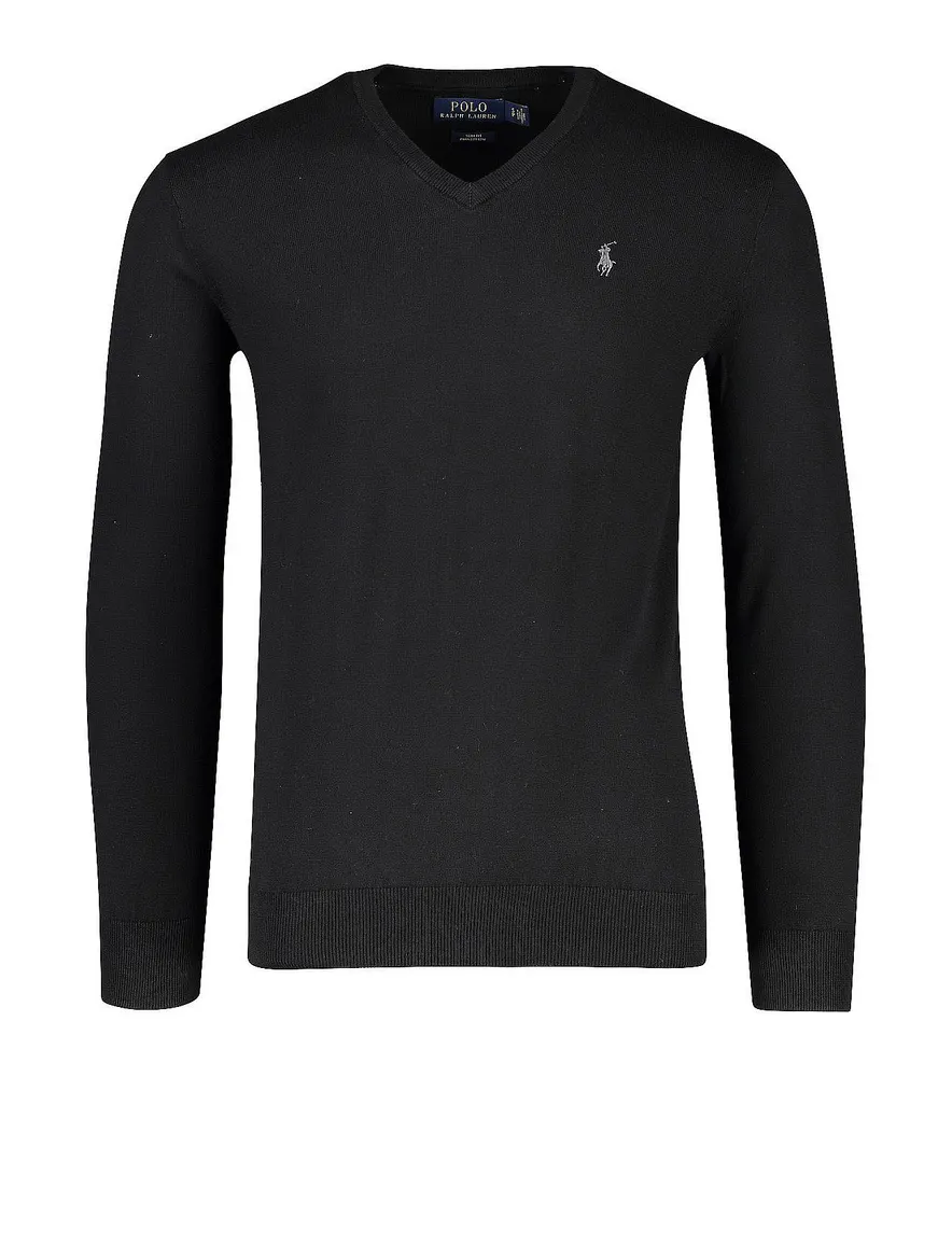 Ralph Lauren trui v-hals Slim Fit katoen zwart