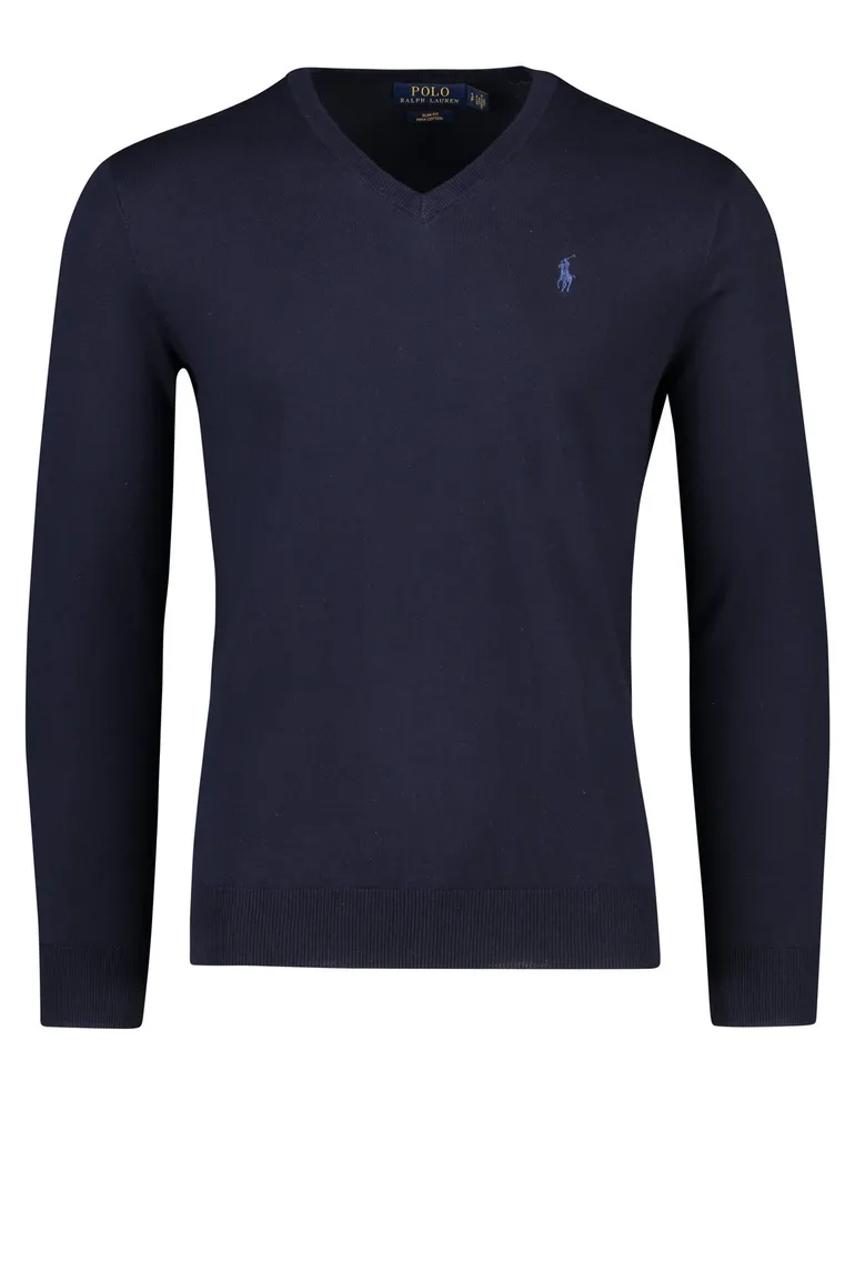 Ralph Lauren trui Slim Fit donkerblauw v-hals
