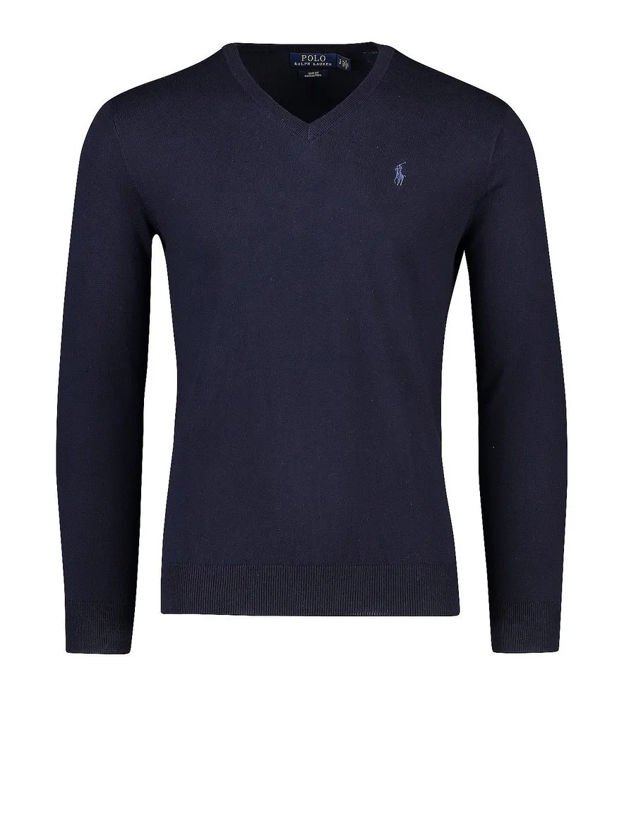 Ralph Lauren trui Slim Fit donkerblauw v-hals