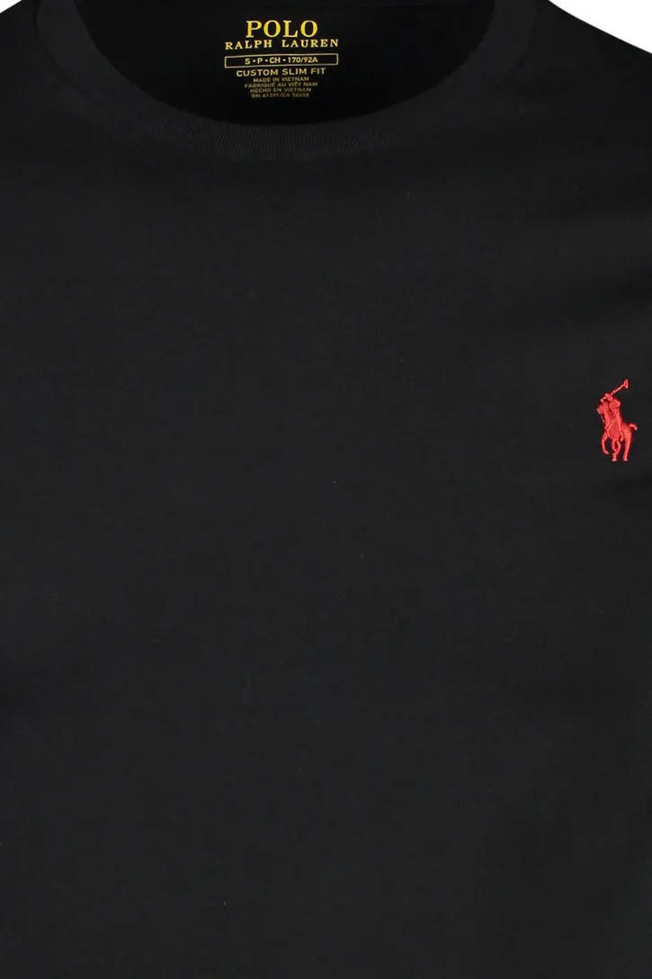 Ralph Lauren t-shirt zwart Custom Slim Fit