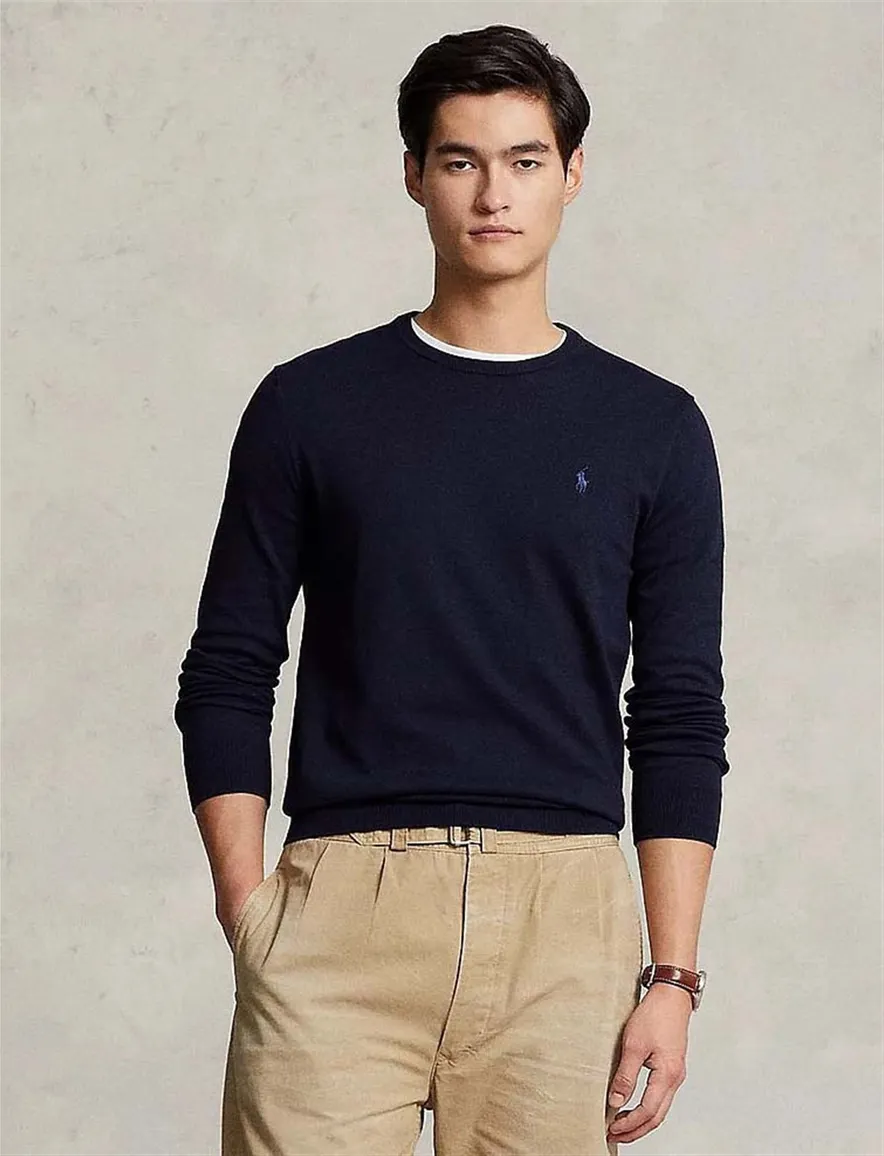 Ralph Lauren sweater ronde hals Slim Fit navy
