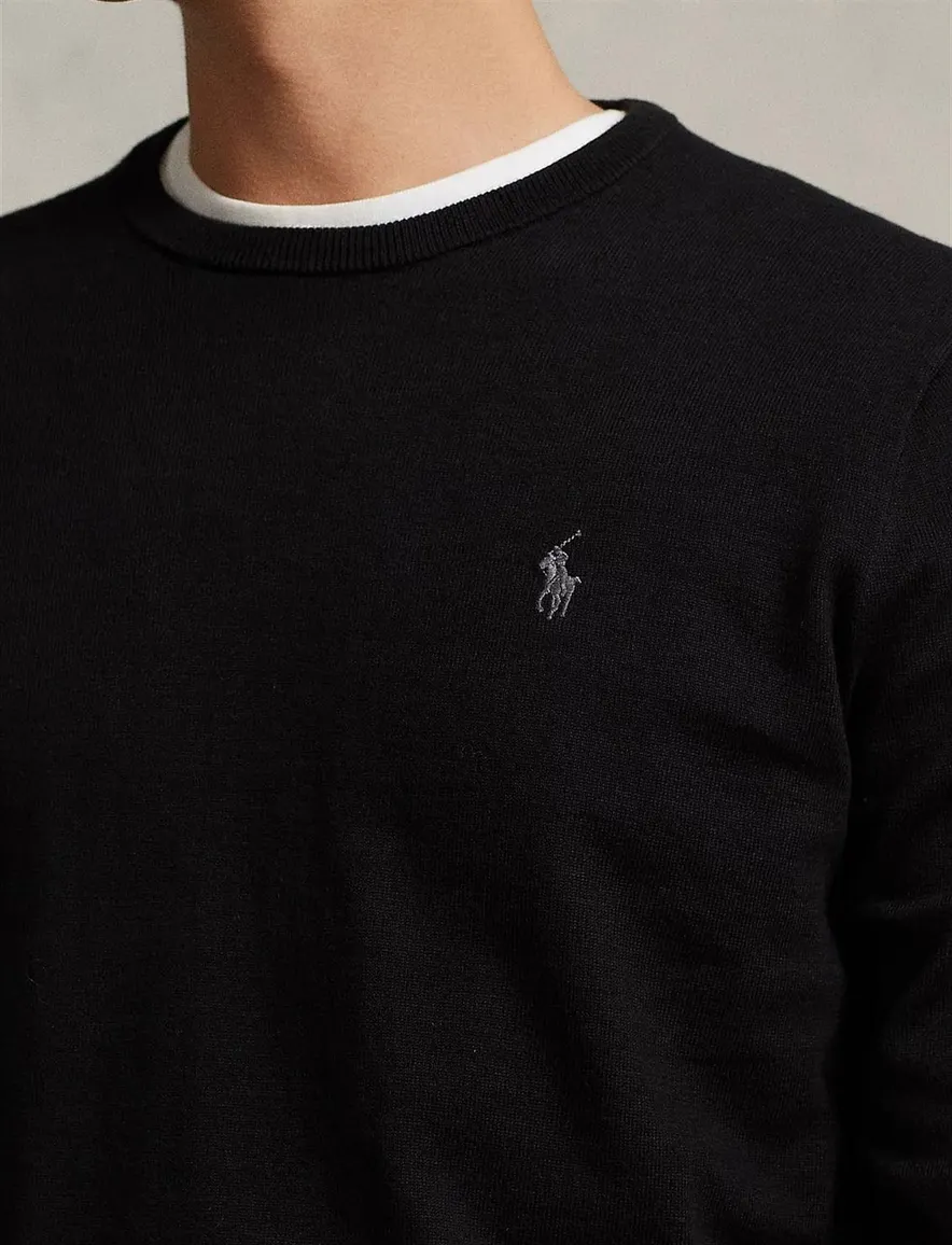 Ralph Lauren Slim Fit trui ronde hals zwart