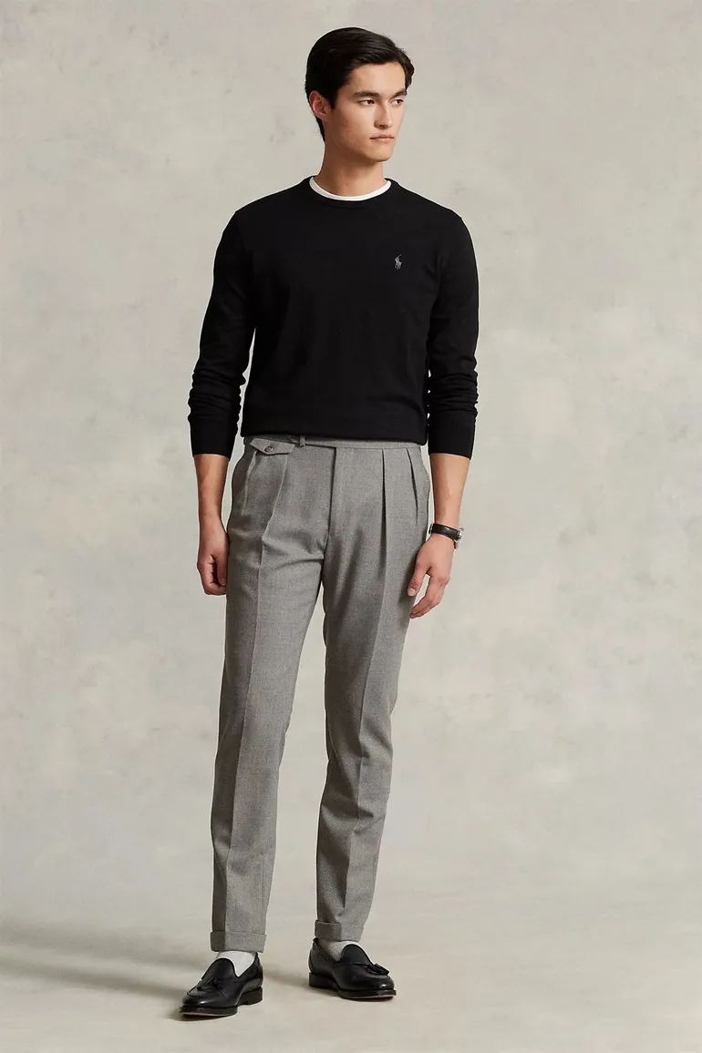Ralph Lauren Slim Fit trui ronde hals zwart