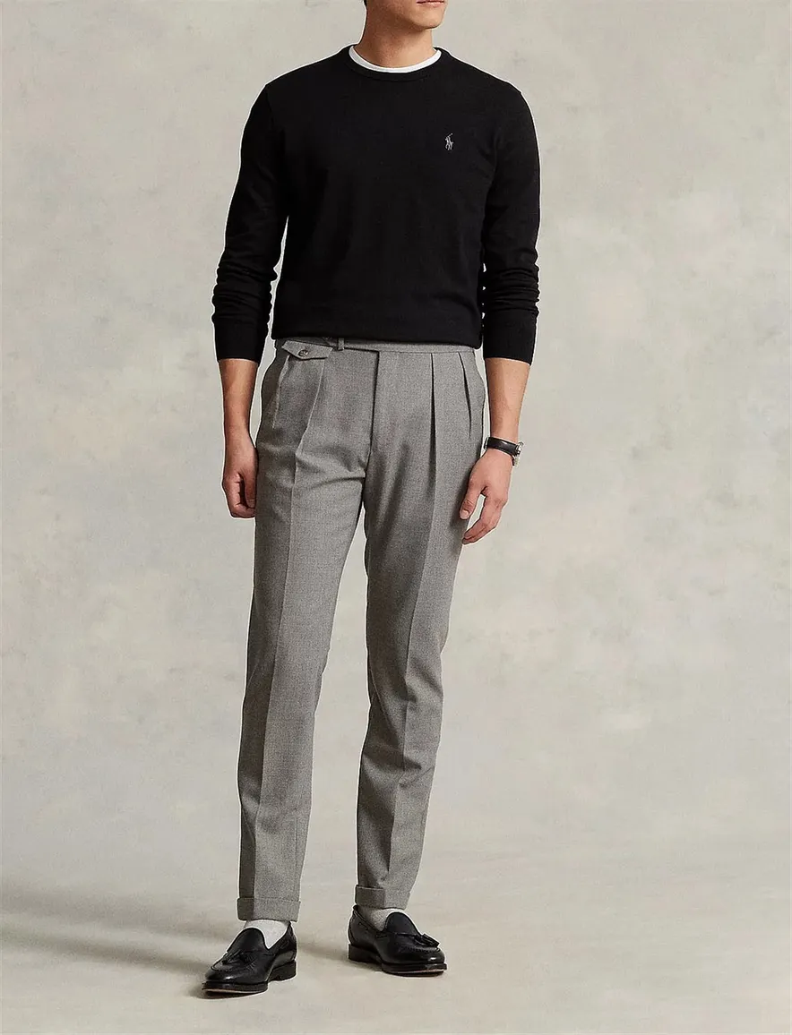 Ralph Lauren Slim Fit trui ronde hals zwart