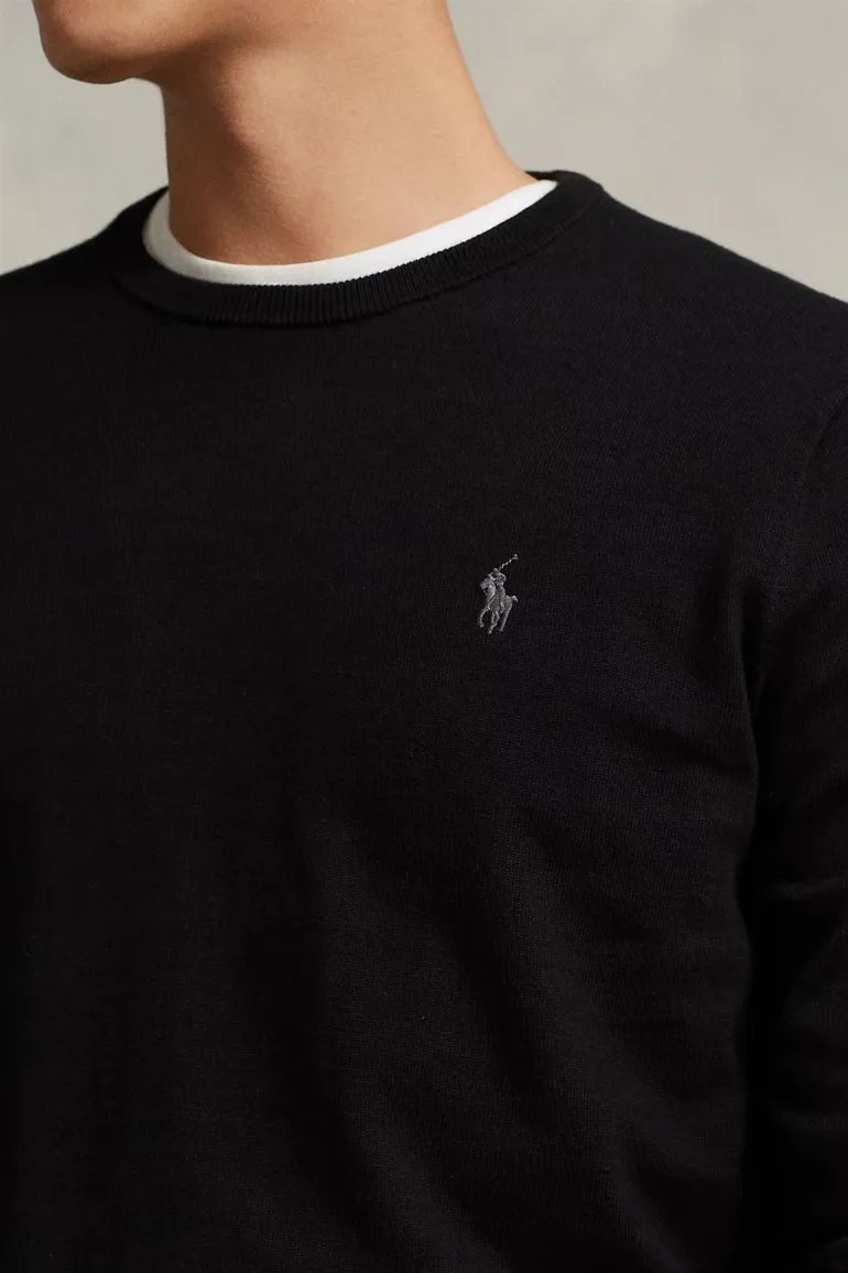 Ralph Lauren Slim Fit trui ronde hals zwart