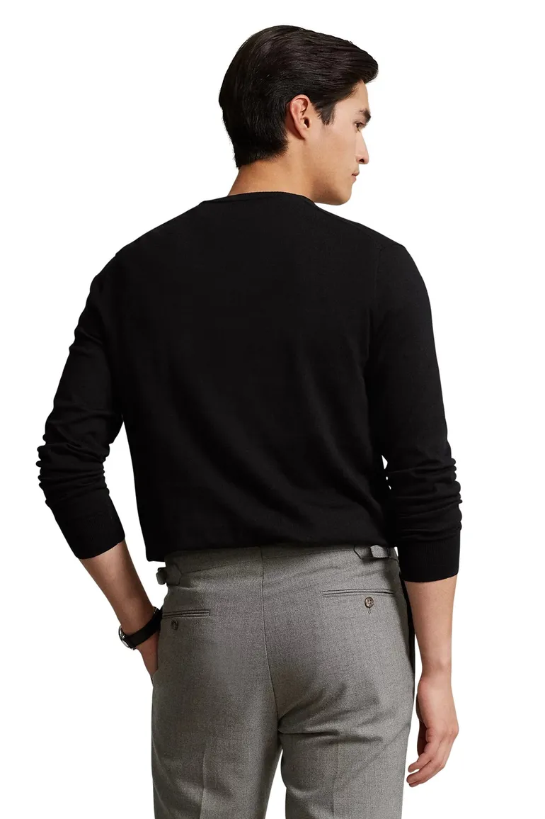 Ralph Lauren Slim Fit trui ronde hals zwart