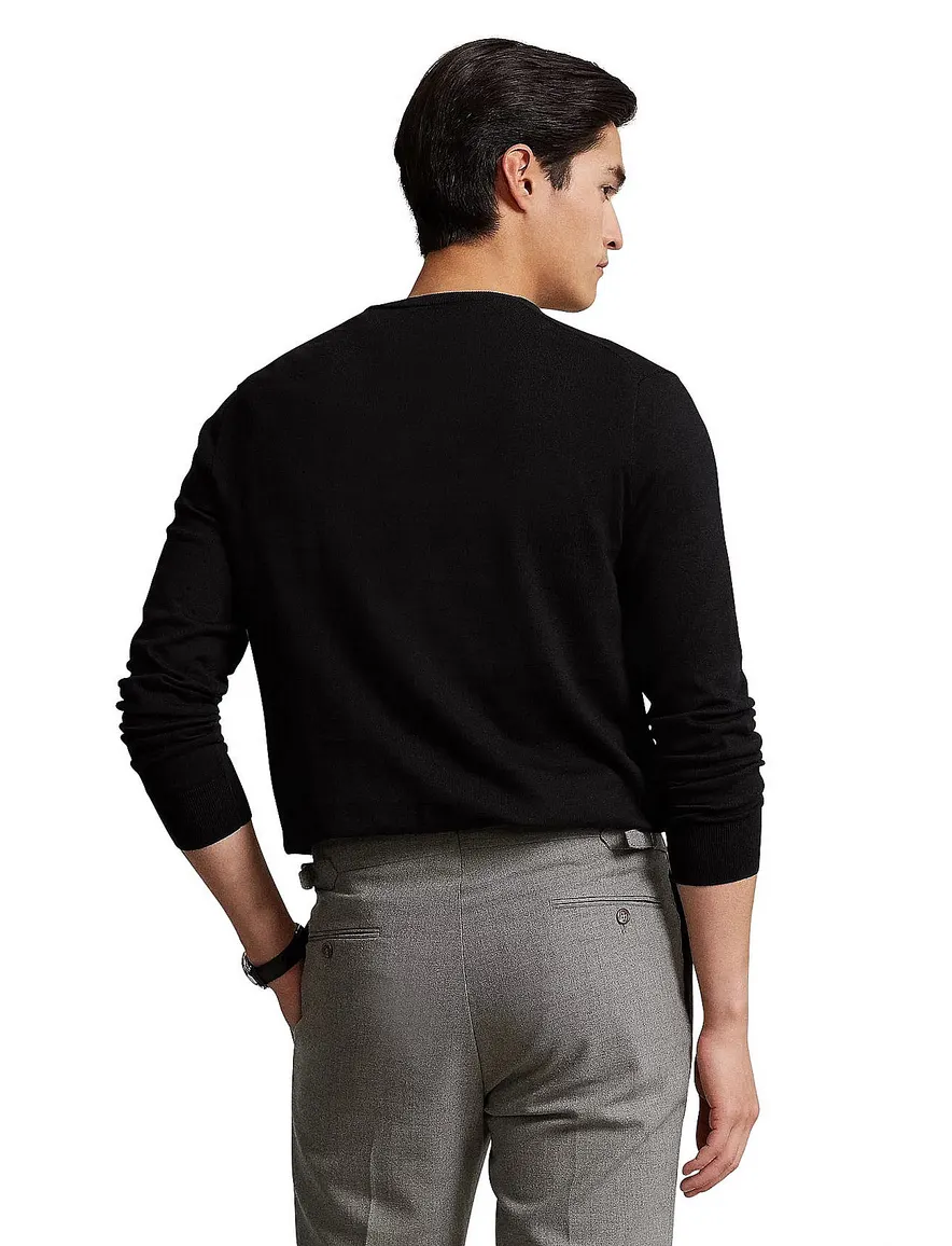 Ralph Lauren Slim Fit trui ronde hals zwart