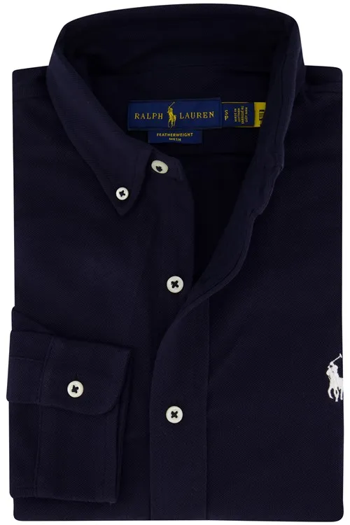 Polo Ralph Lauren casual overhemd wijde fit donkerblauw effen katoen button down boord