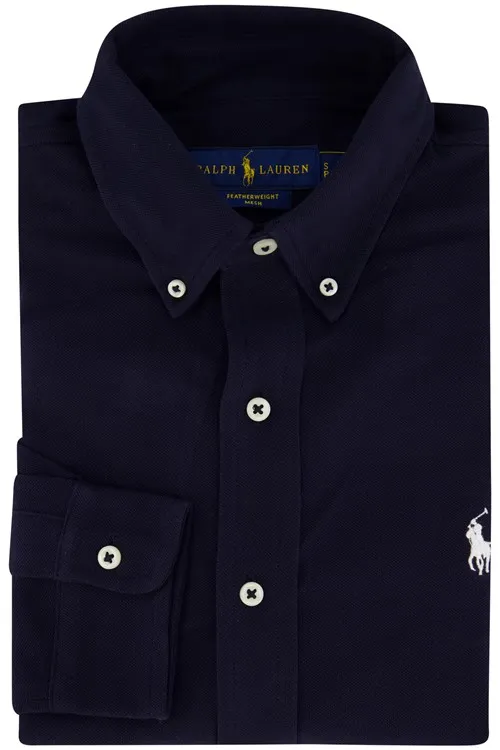 Polo Ralph Lauren casual overhemd wijde fit donkerblauw effen katoen button down boord
