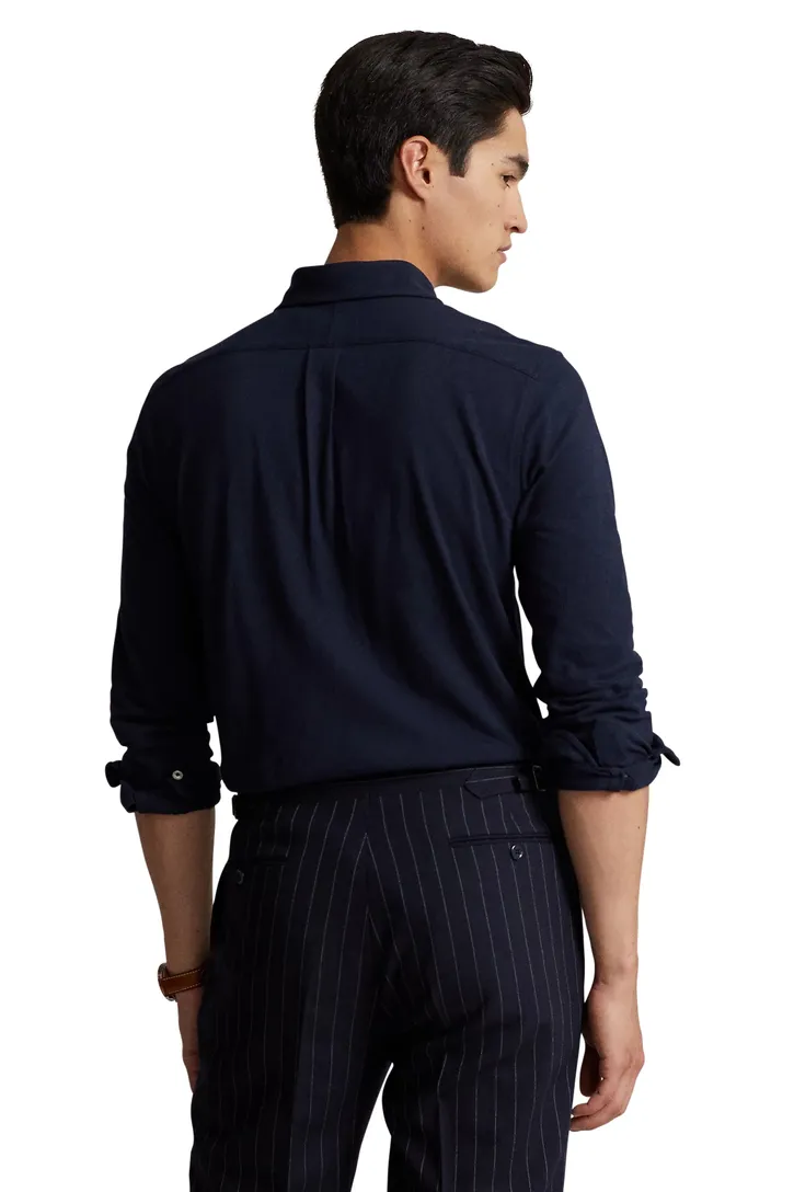Polo Ralph Lauren casual overhemd wijde fit donkerblauw effen katoen button down boord