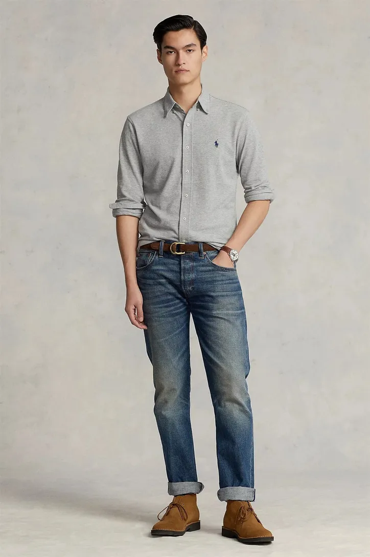 Overhemd Ralph Lauren grijs gemeleerd