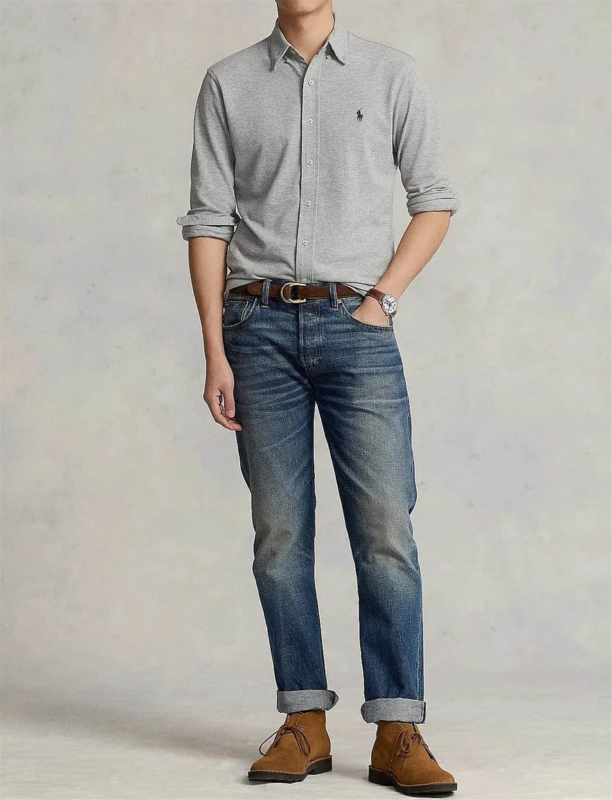 Ralph Lauren overhemd button down grijs