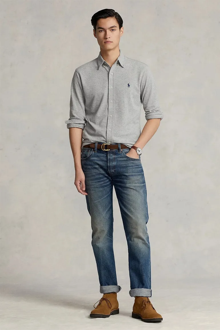 Ralph Lauren overhemd button down grijs
