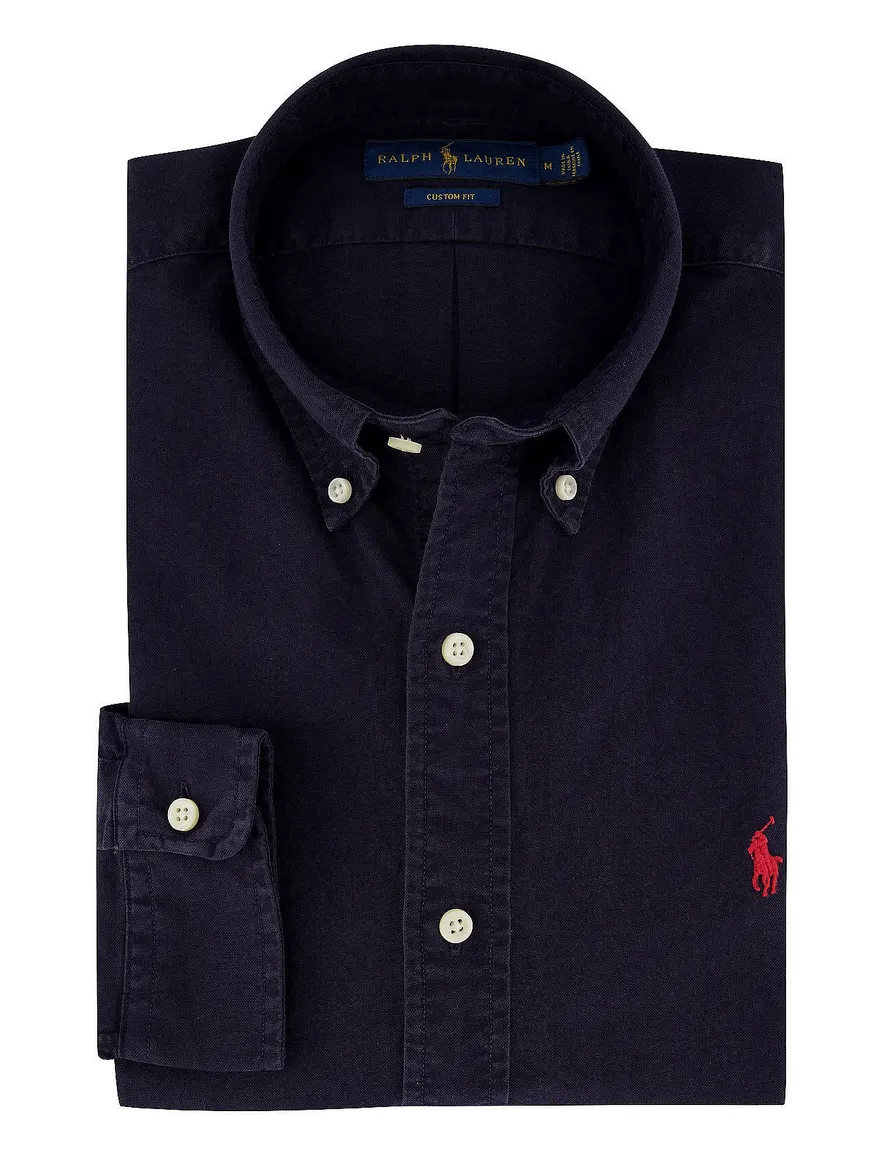 Overhemd Ralph Lauren donkerblauw Custom Fit