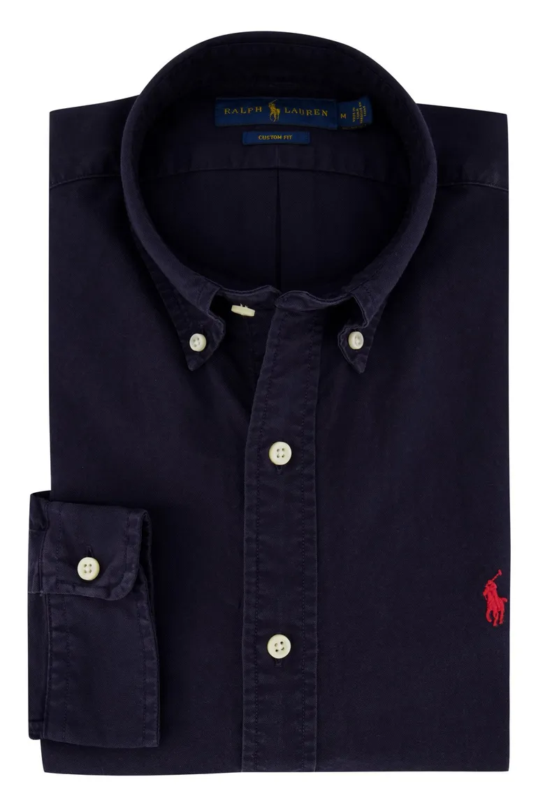 Polo Ralph Lauren overhemd normale fit navy met logo