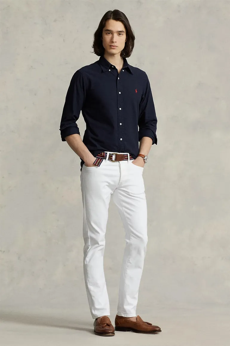 Polo Ralph Lauren overhemd normale fit navy met logo
