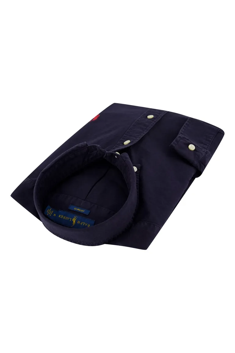 Polo Ralph Lauren overhemd normale fit navy met logo