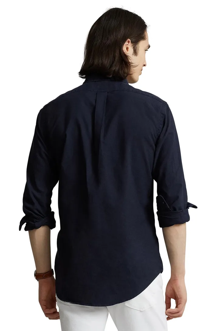 Polo Ralph Lauren casual overhemd normale fit donkerblauw effen katoen
