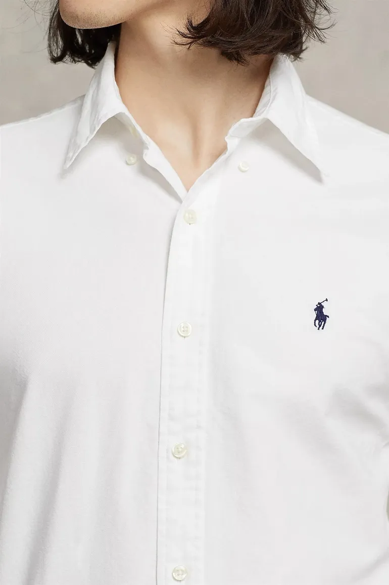 Polo Ralph Lauren casual overhemd normale fit wit effen katoen