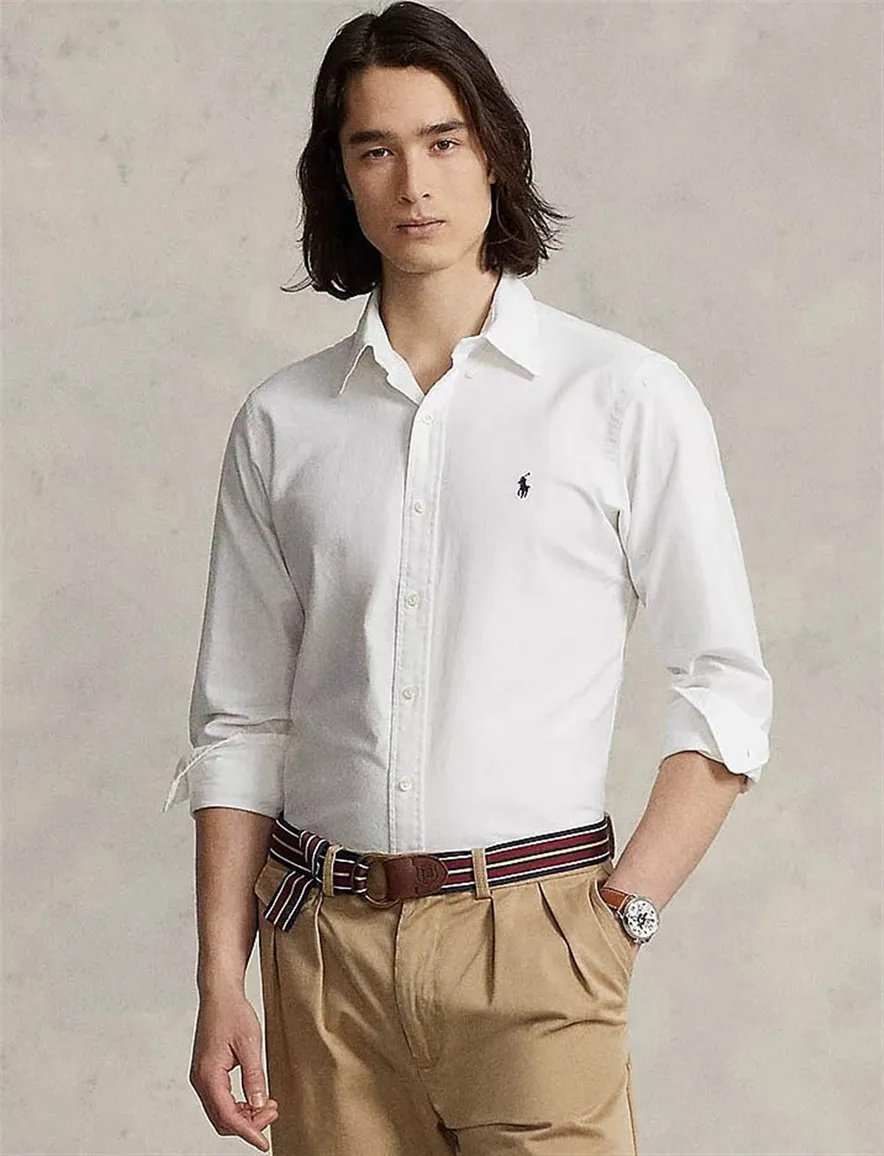Polo Ralph Lauren casual overhemd normale fit wit effen katoen