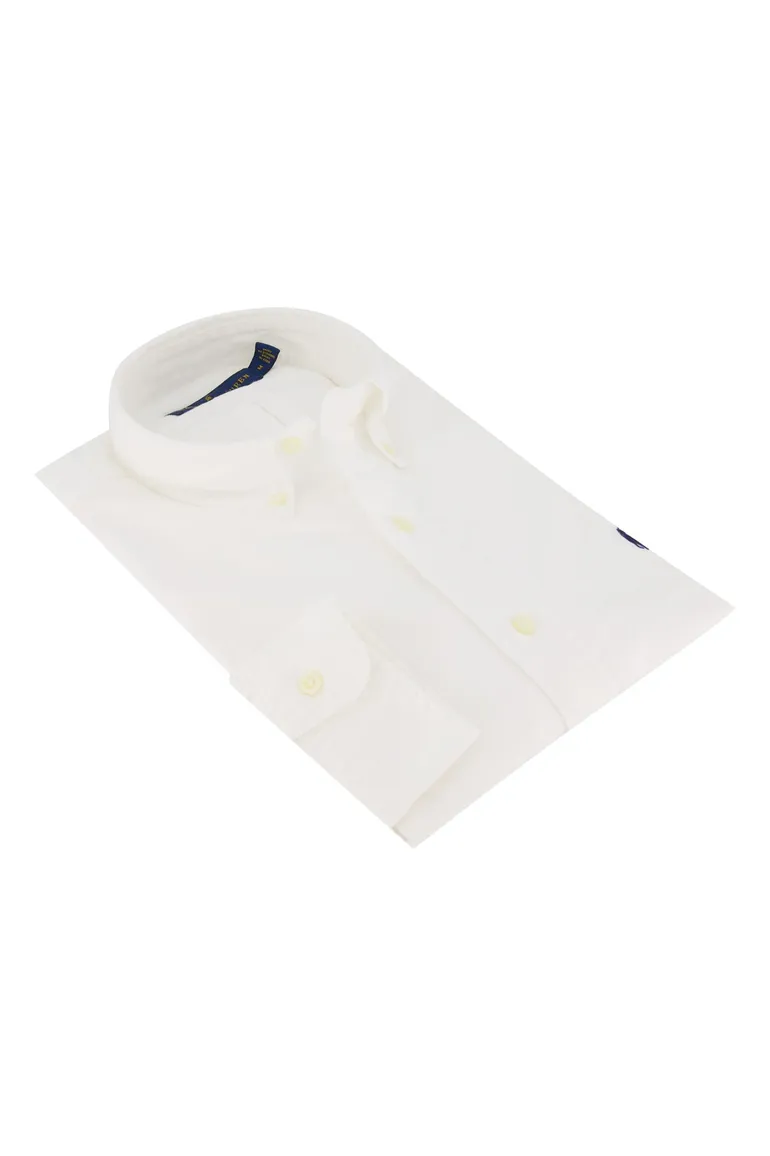 Polo Ralph Lauren casual overhemd normale fit wit effen katoen