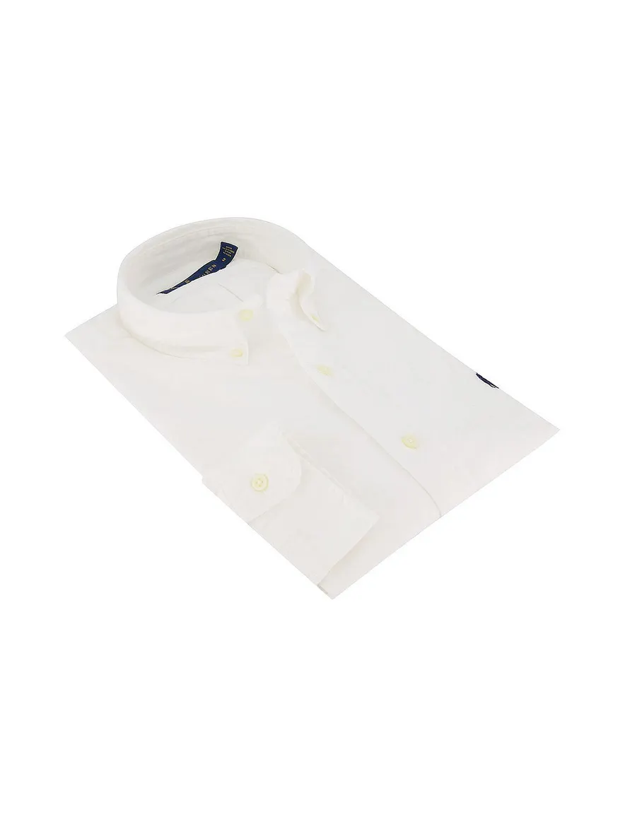 Polo Ralph Lauren casual overhemd normale fit wit effen katoen