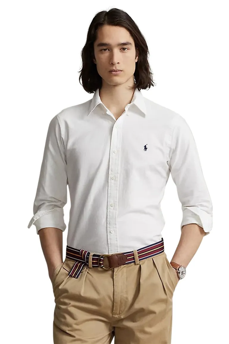 Polo Ralph Lauren casual overhemd normale fit wit effen katoen
