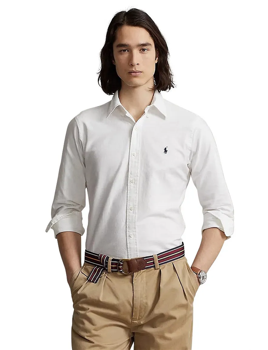 Polo Ralph Lauren casual overhemd normale fit wit effen katoen