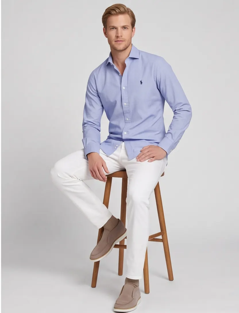 Ralph Lauren overhemd Slim Fit lichtblauw