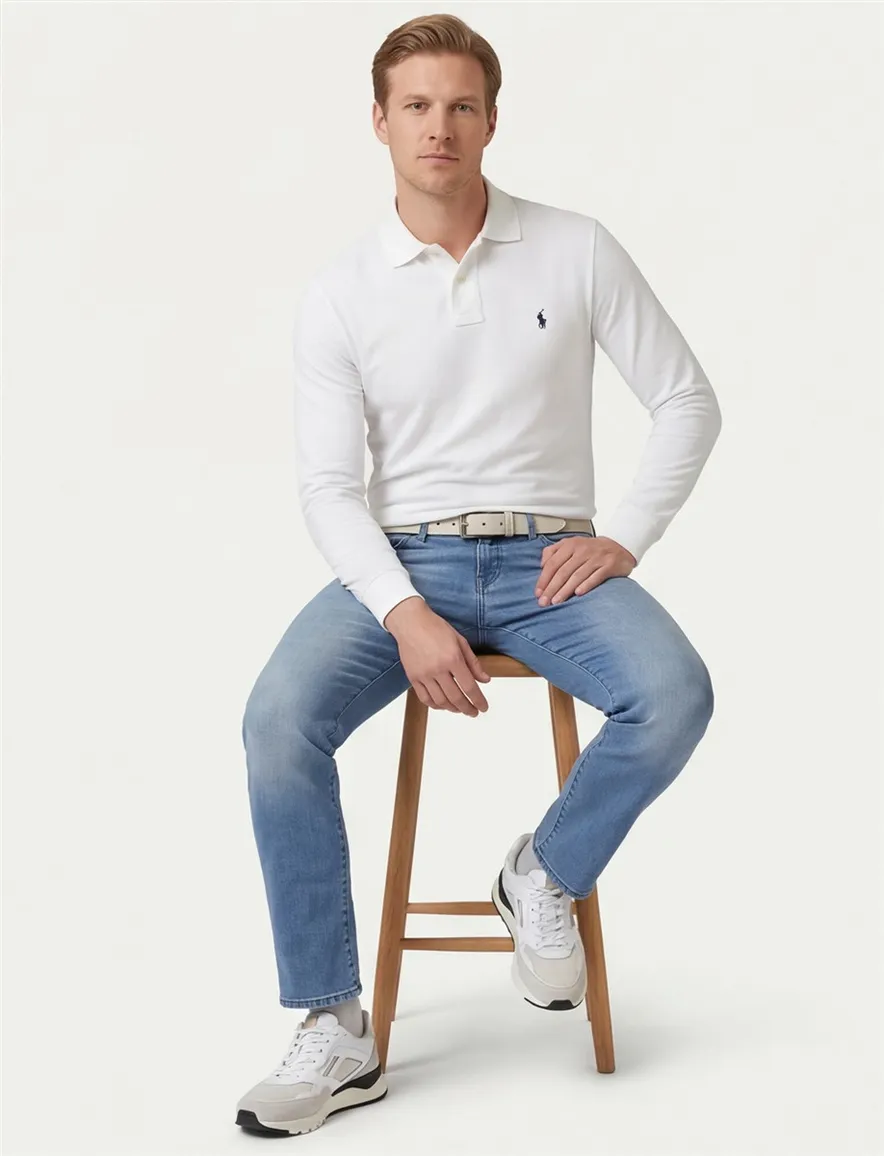 Lange mouwen polo Ralph Lauren wit met logo