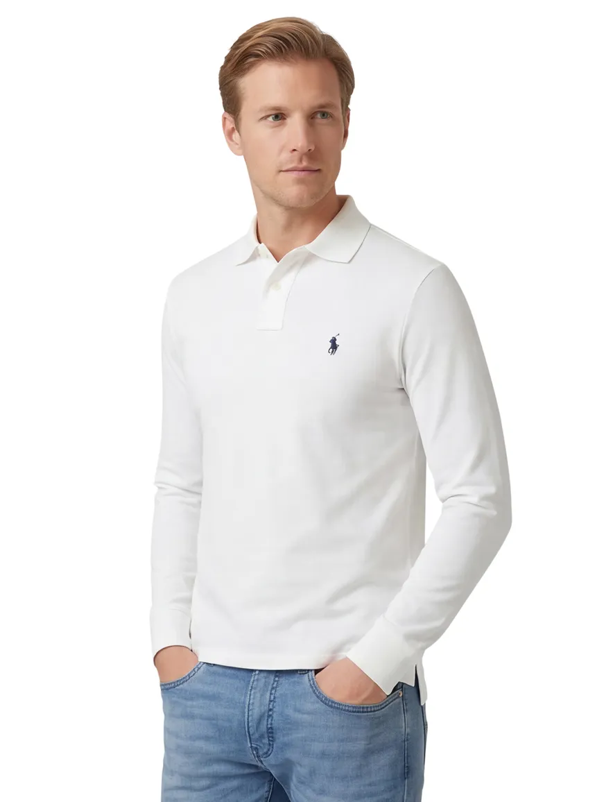 Lange mouwen polo Ralph Lauren wit met logo