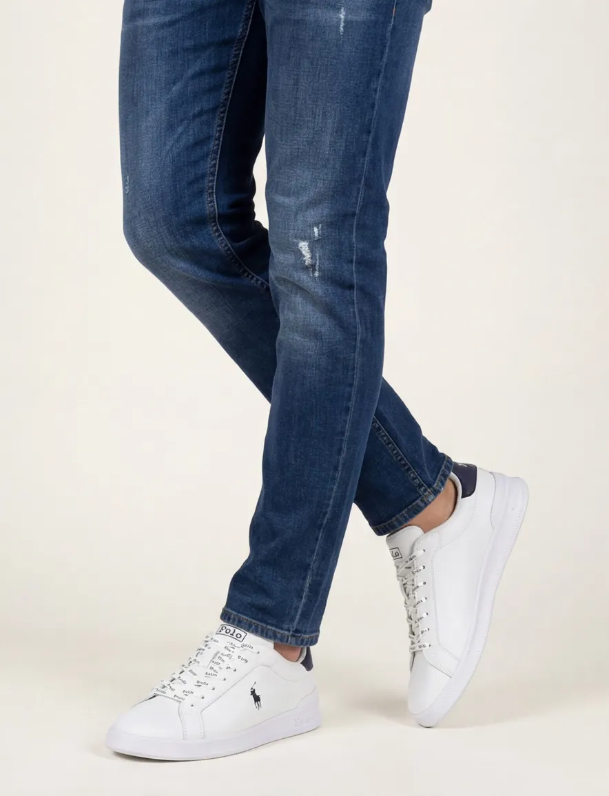Polo Ralph Lauren leren sneakers wit effen