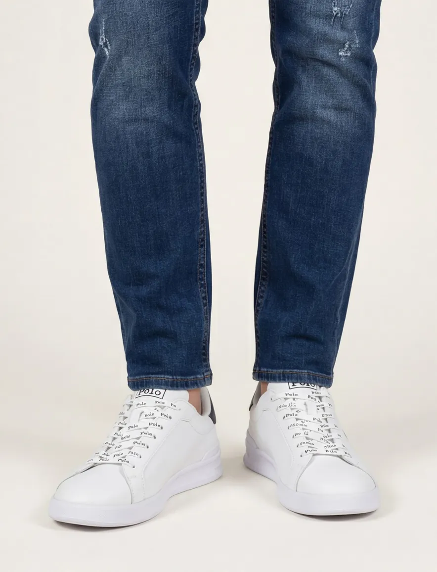 Polo Ralph Lauren leren sneakers wit effen