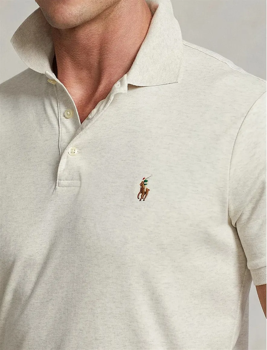 poloshirt korte mouw beige Polo Ralph Lauren Custom Slim Fit