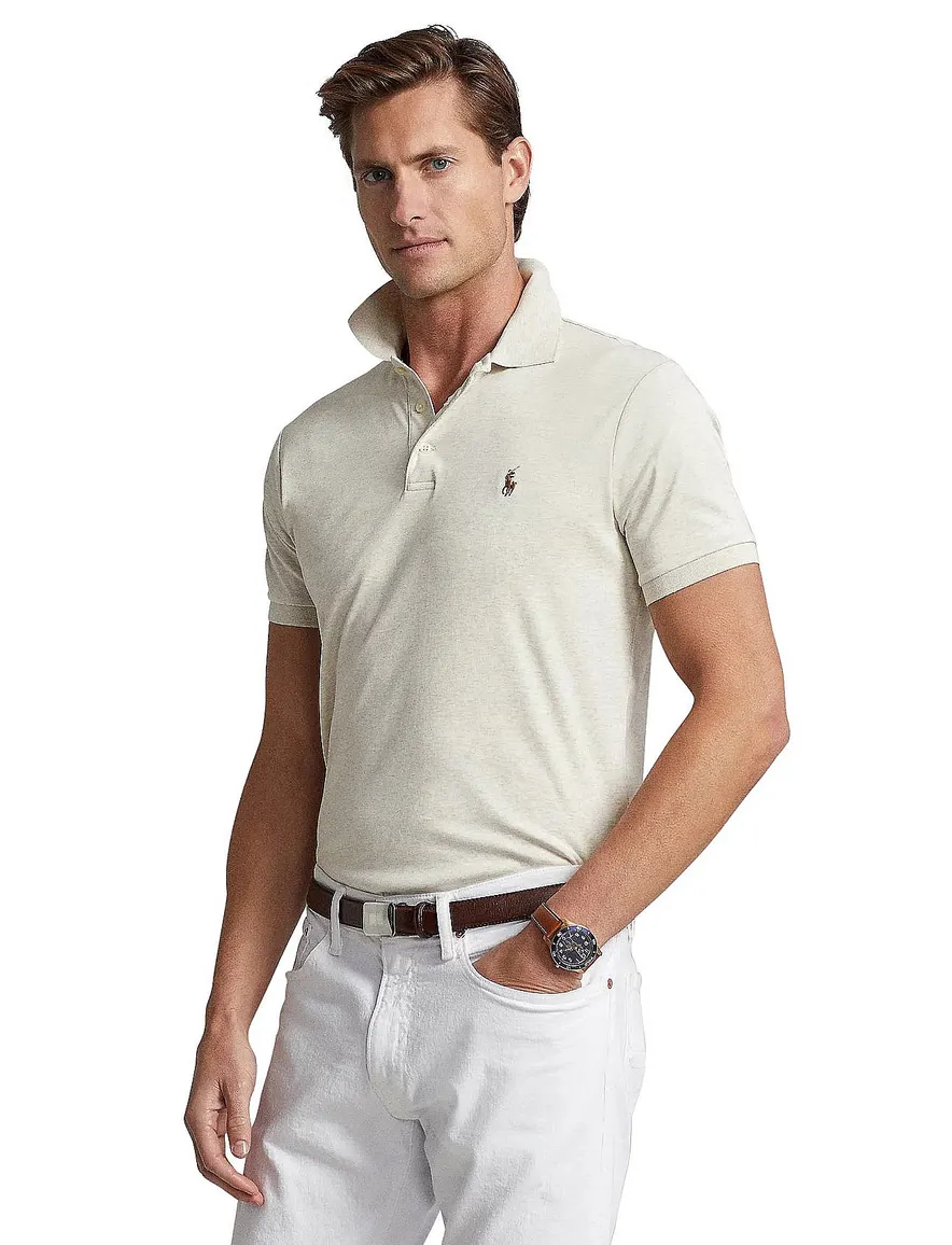 poloshirt korte mouw beige Polo Ralph Lauren Custom Slim Fit