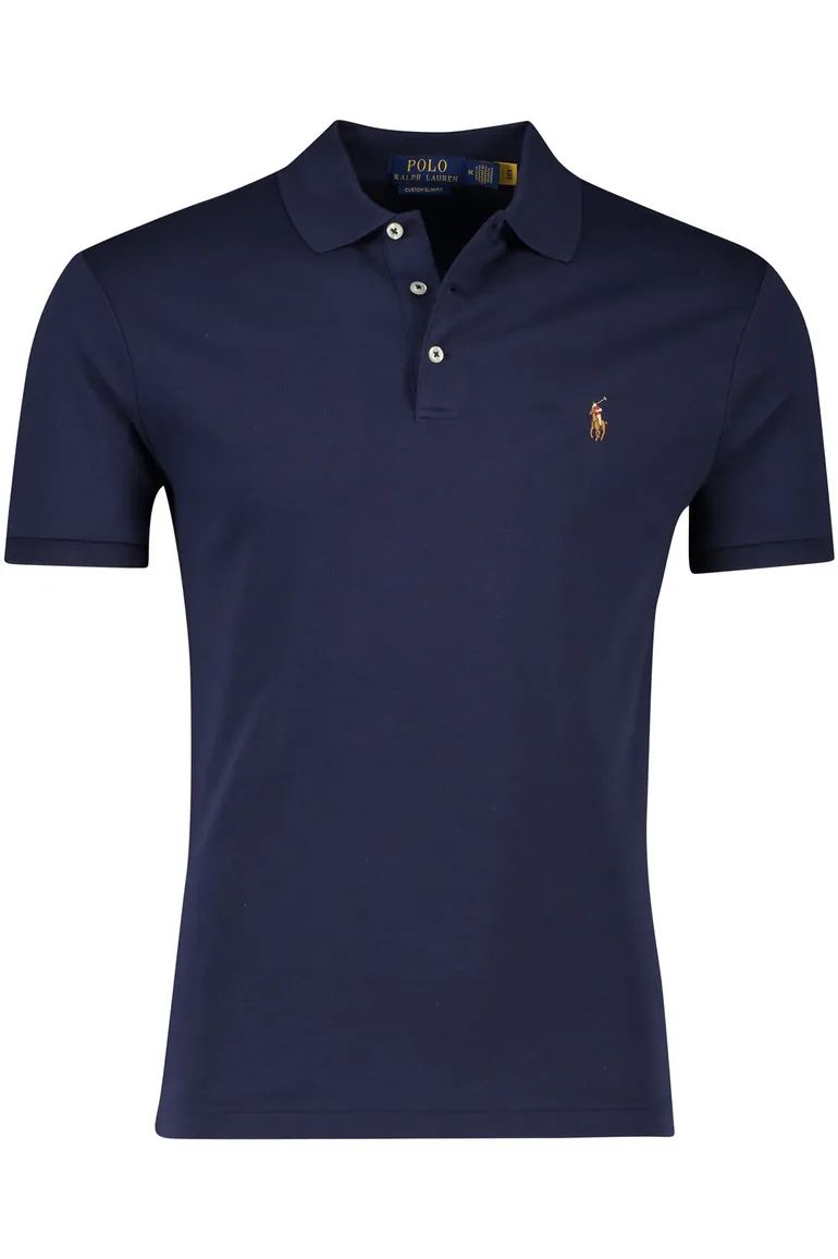 Polo Ralph Lauren polo custom slim fit navy 3-knoops katoen