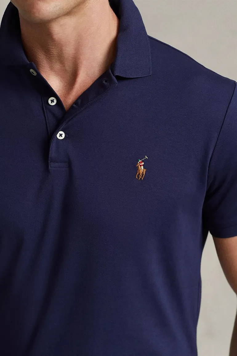 Polo Ralph Lauren polo custom slim fit navy 3-knoops katoen